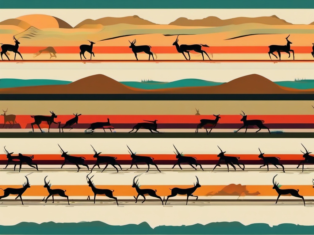 Gazelle Herd Clip Art - A herd of gazelles on the run,  color vector clipart, minimal style