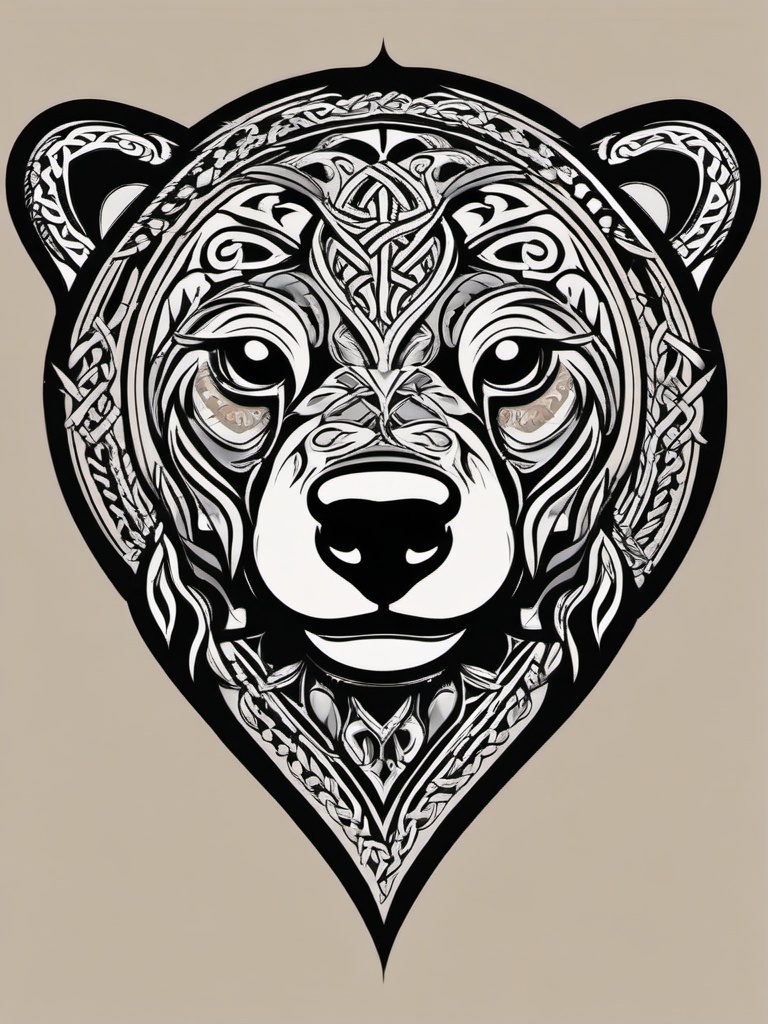 celtic tribal bear tattoo  simple vector color tattoo