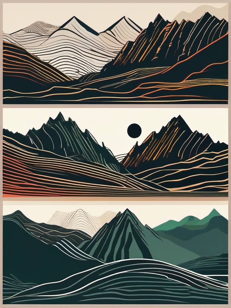 Mountain Ridges Exploration clipart - Exploring the rugged ridges, ,vector color clipart,minimal