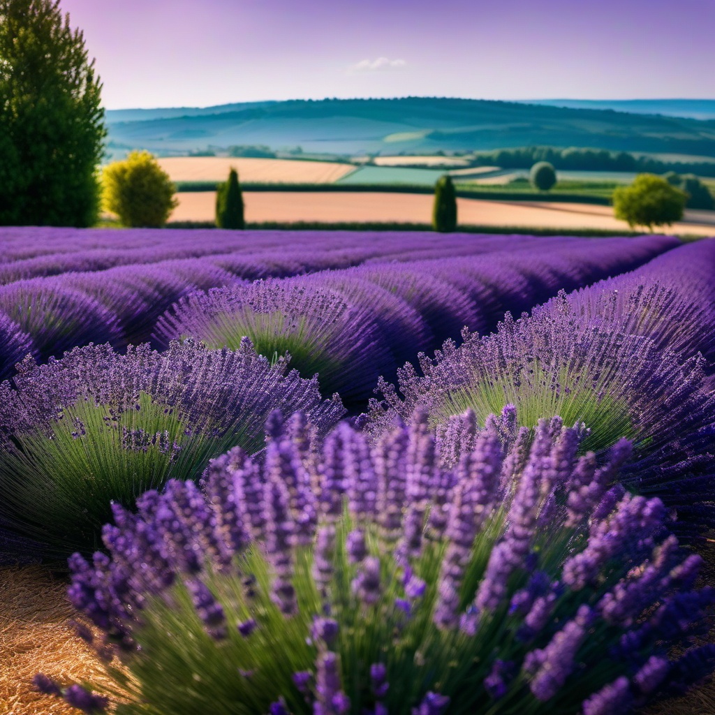 Countryside Lavender Fields - Capture the charm of the countryside with lavender fields. realistic, professional photography, bokeh, natural lighting, canon lens, shot on dslr 64 megapixels sharp focus