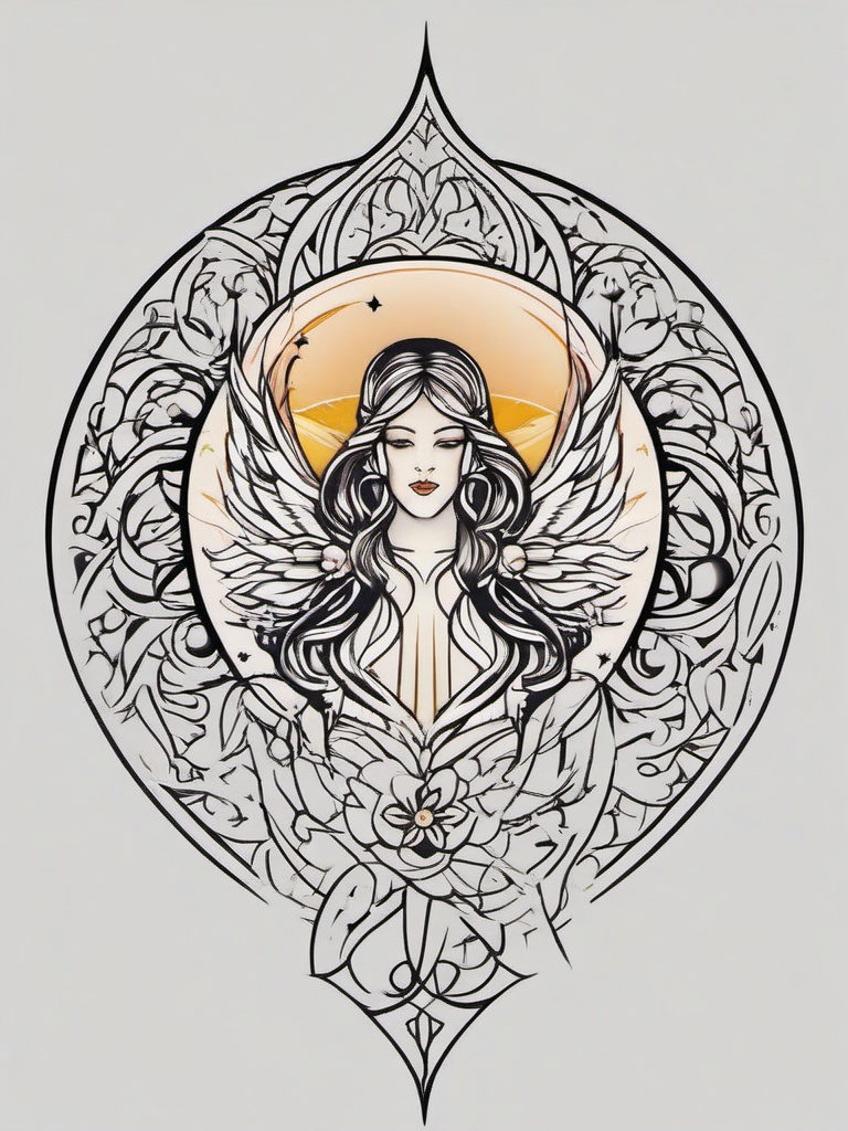 small unique virgo tattoo  simple vector color tattoo