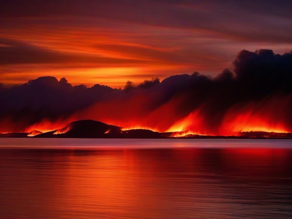 Fire Wallpaper - Close-up of blazing orange and red flames  sunset background