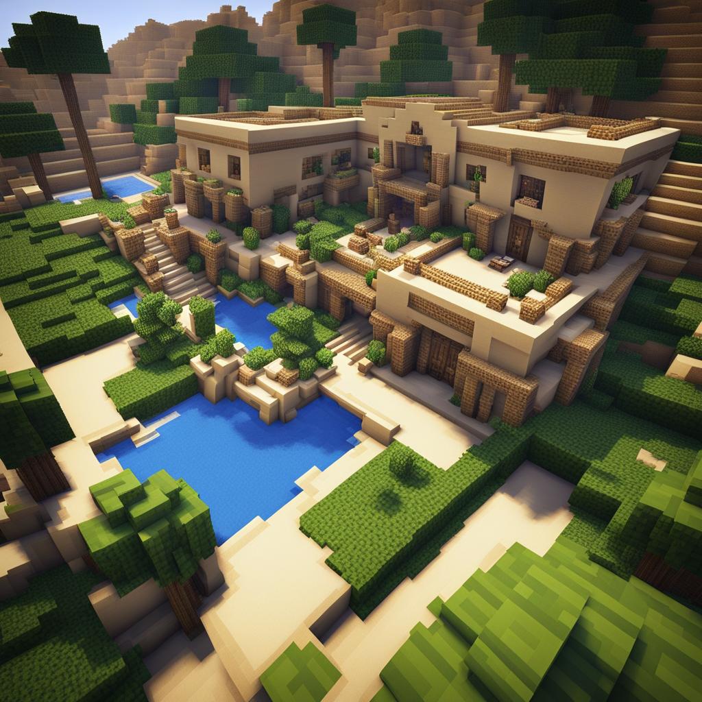 desert oasis with sandstone buildings and lush gardens - minecraft house ideas minecraft block style