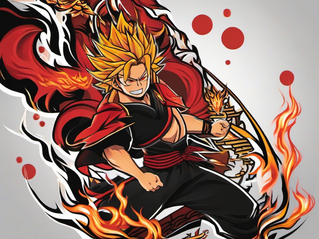 Rengoku Set Your Heart Ablaze Tattoo-Bold and fierce tattoo featuring Rengoku's iconic quote, perfect for fans of the Demon Slayer series.  simple color vector tattoo