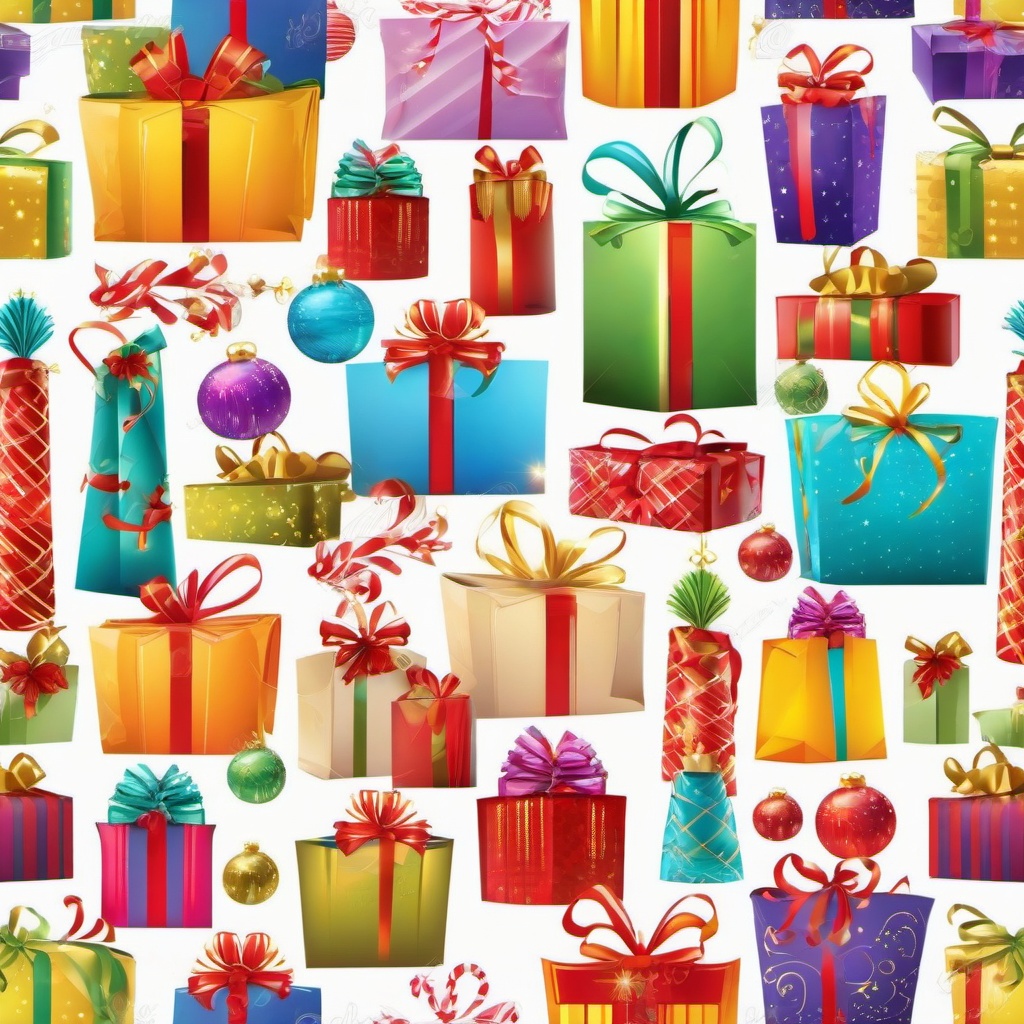 Gift clipart - colorful gift bags with festive decorations  