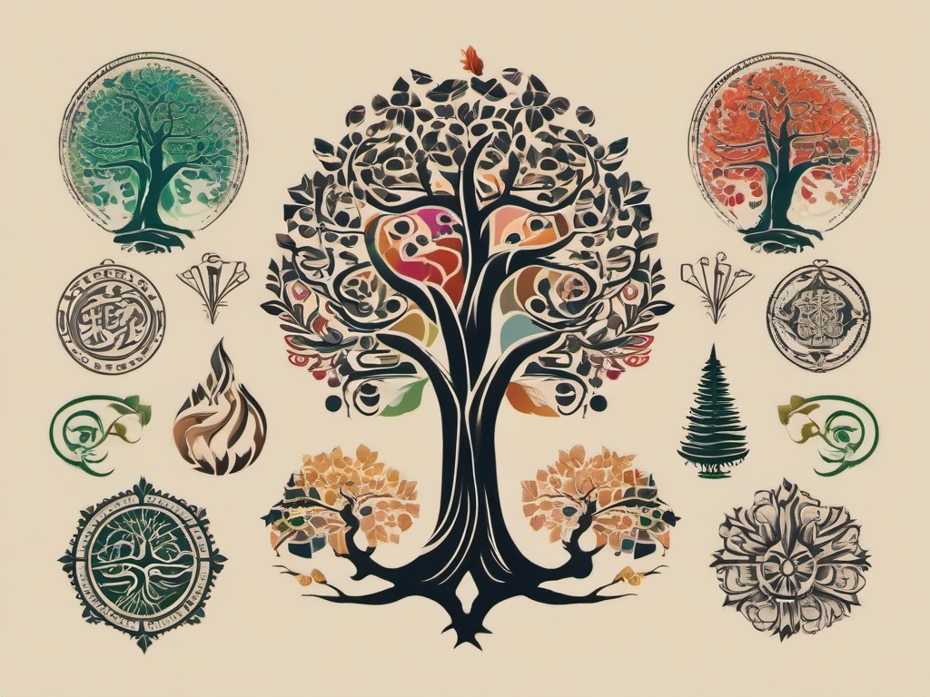 tree of knowledge tattoo  simple vector color tattoo