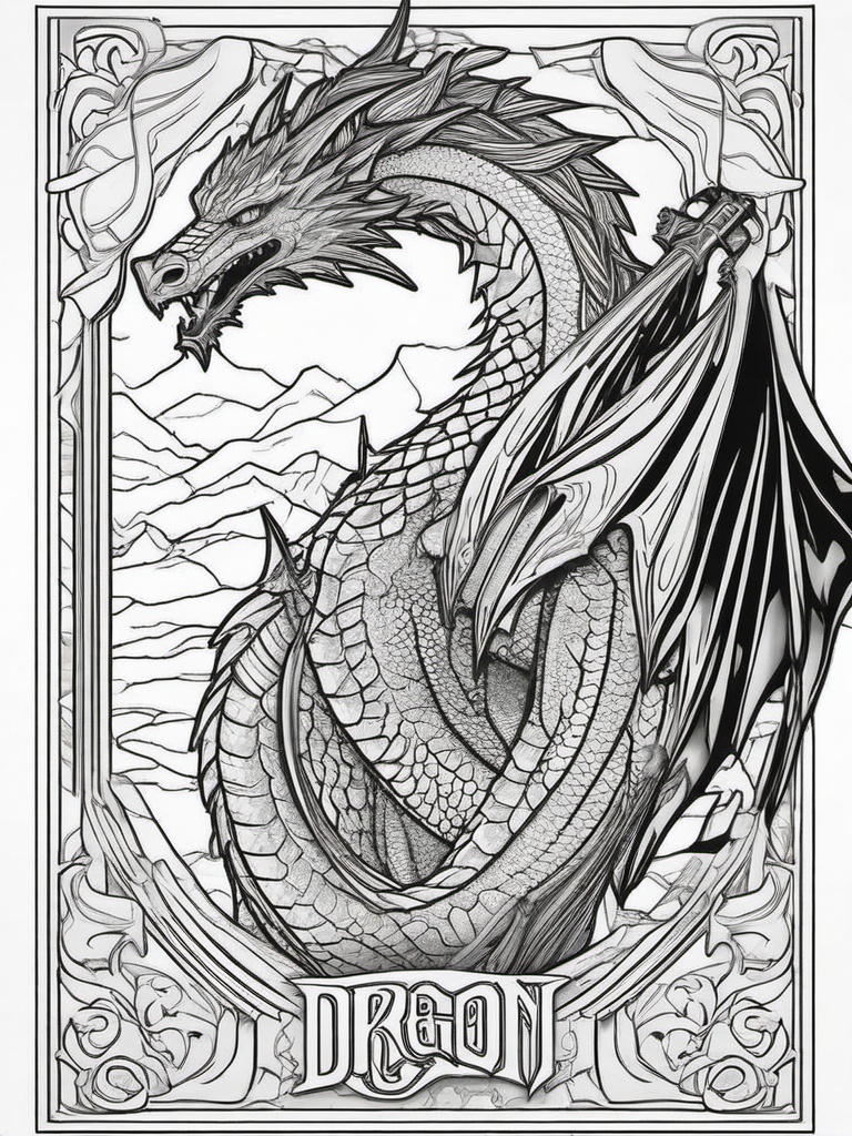 Dragon vs. Knight Coloring Pages - Legendary Battle of Power and Valor  minimal black outline printable sheet, coloring page