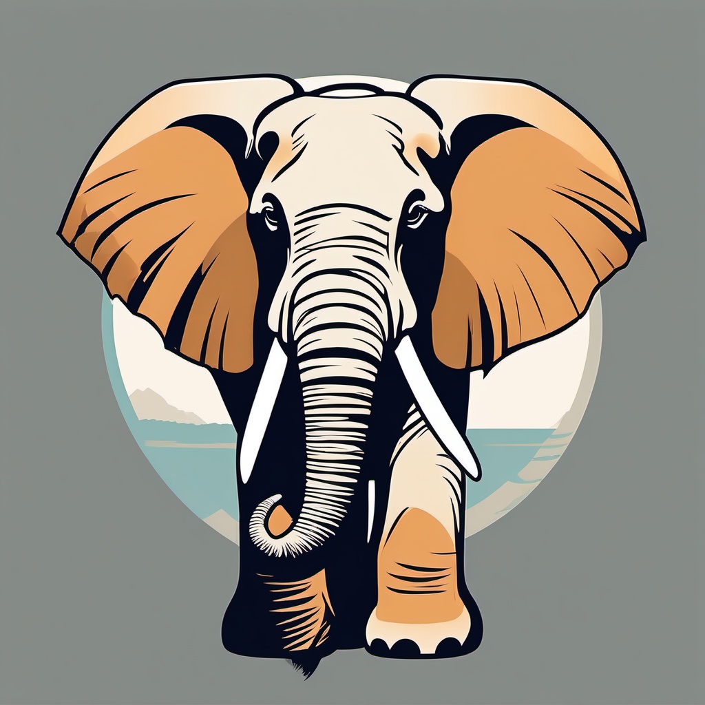 Elephant clipart - Gentle giant of the safari with impressive tusks, ,vector color clipart,minimal