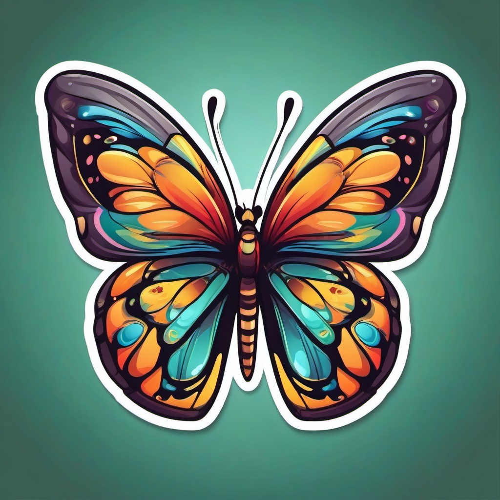 Butterfly cartoon - delicate flyer with colorful wings  cartoon sticker style