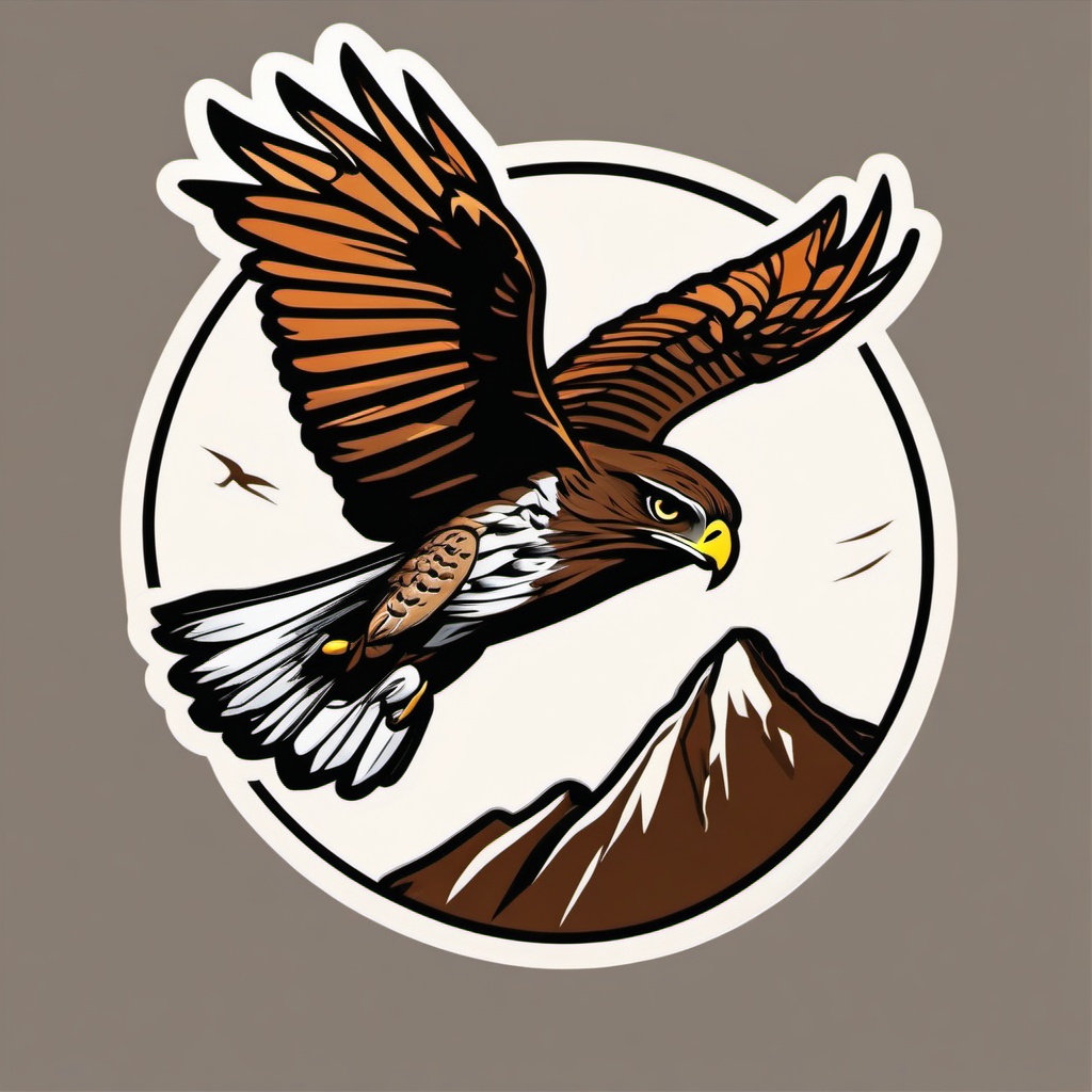 Hawk Sticker - A majestic hawk soaring in the sky, ,vector color sticker art,minimal