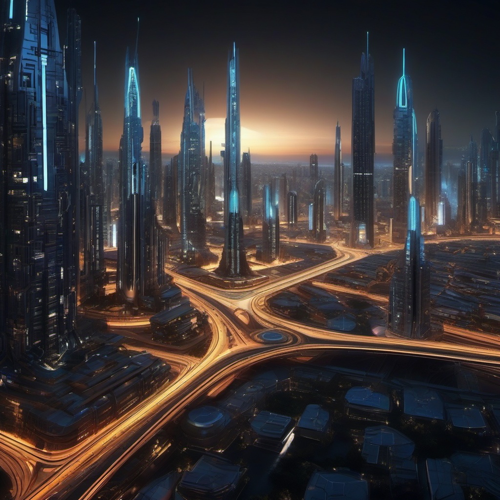 Futuristic City at Night Cool Wallpapers intricate details, patterns, wallpaper photo