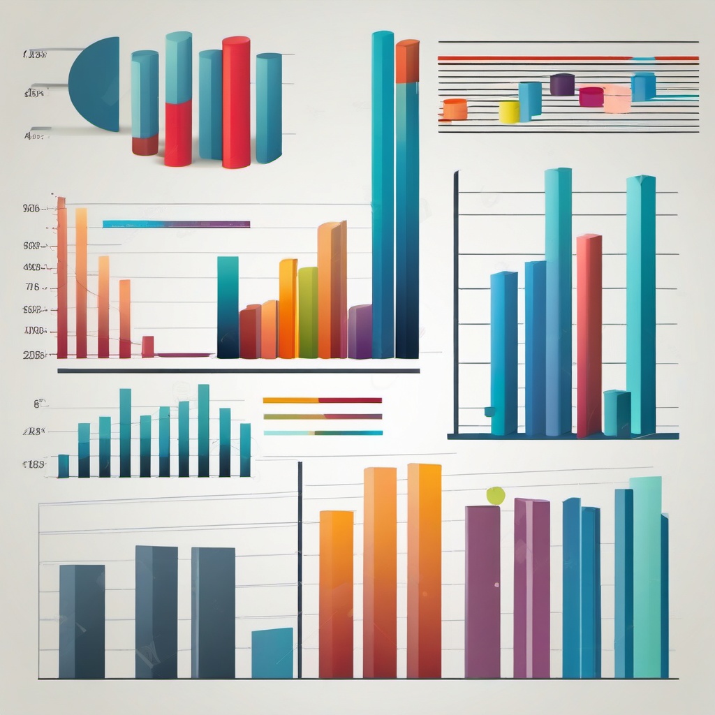 Graph clipart - Bar graph for visualizing data and statistics,  color clipart, vector art