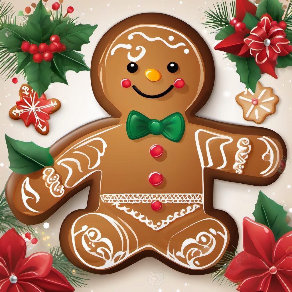 Gingerbread Man clipart - gingerbread man in a festive setting  