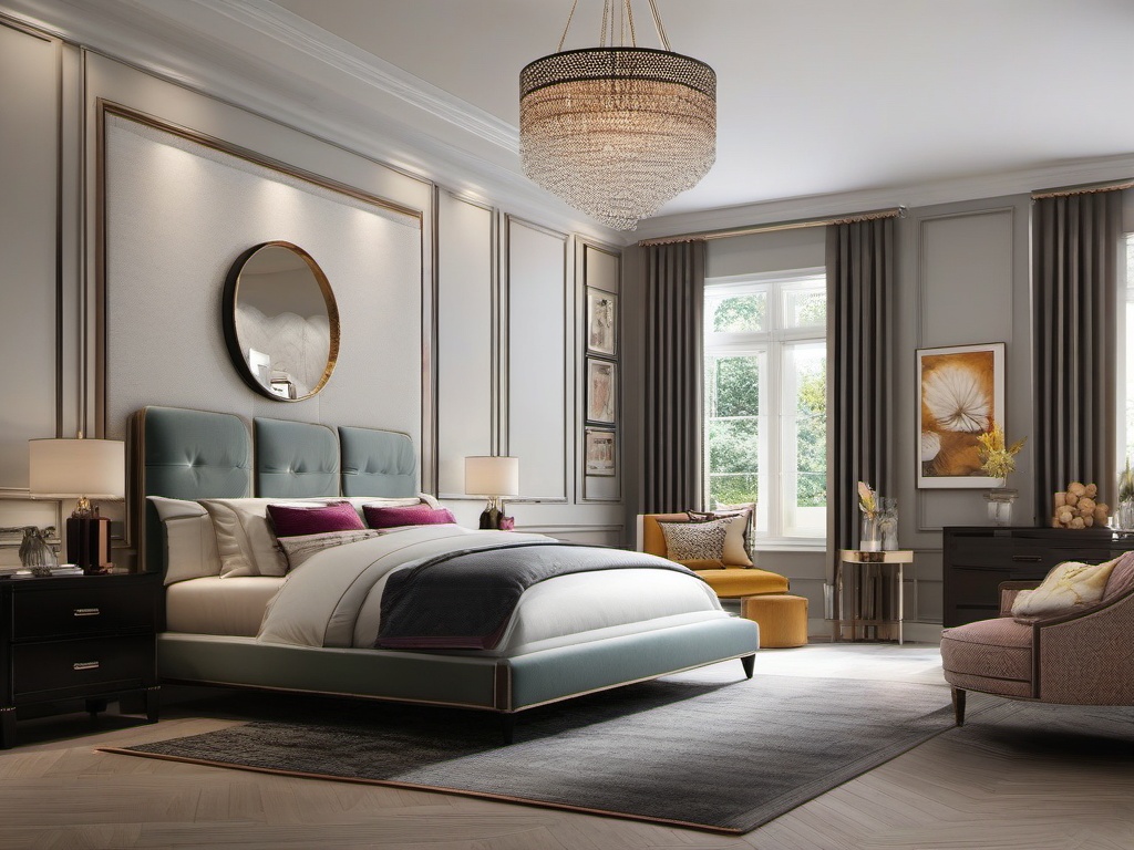 Transitional Bedroom Elegance - Combine classic and contemporary elements for a transitional bedroom. , bedroom interior decor design ideas, multicoloured, photo realistic, hyper detail, high resolution,