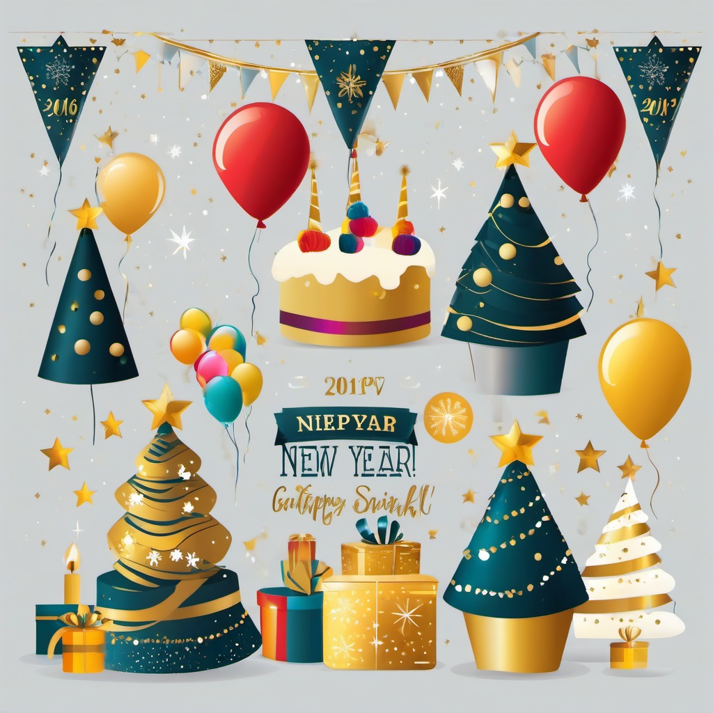 New Year clipart - festive New Year’s Eve gathering  