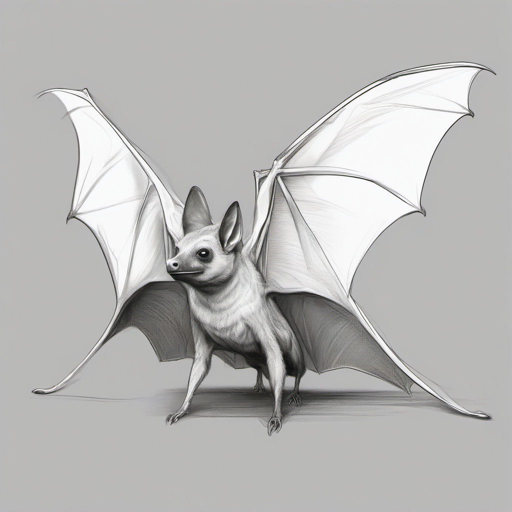 drawing of a giant golden-crowned bat  minimal rough sketch scribbles,doodles,black and white