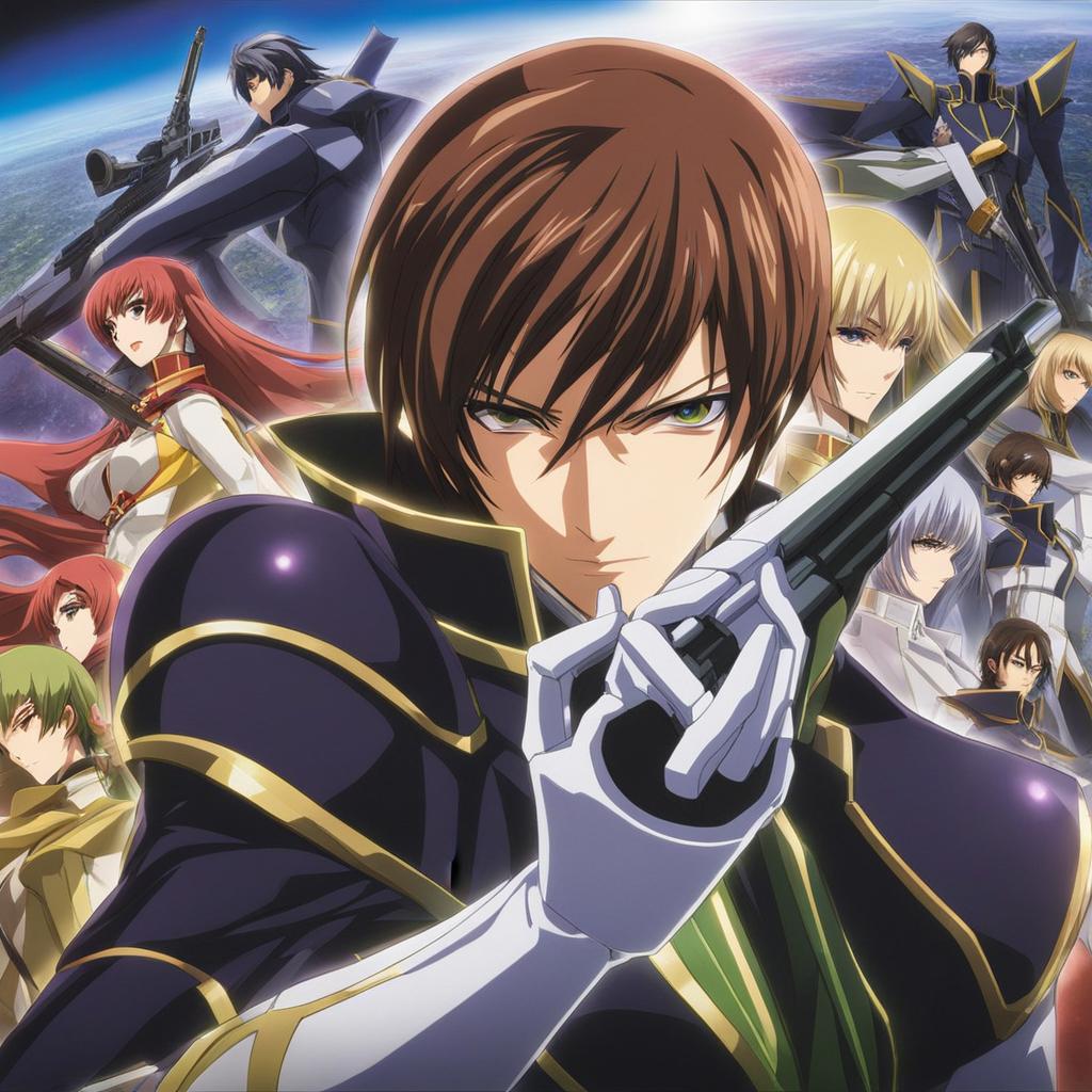 code geass - orchestrates tactical maneuvers on a sprawling, futuristic battlefield. 