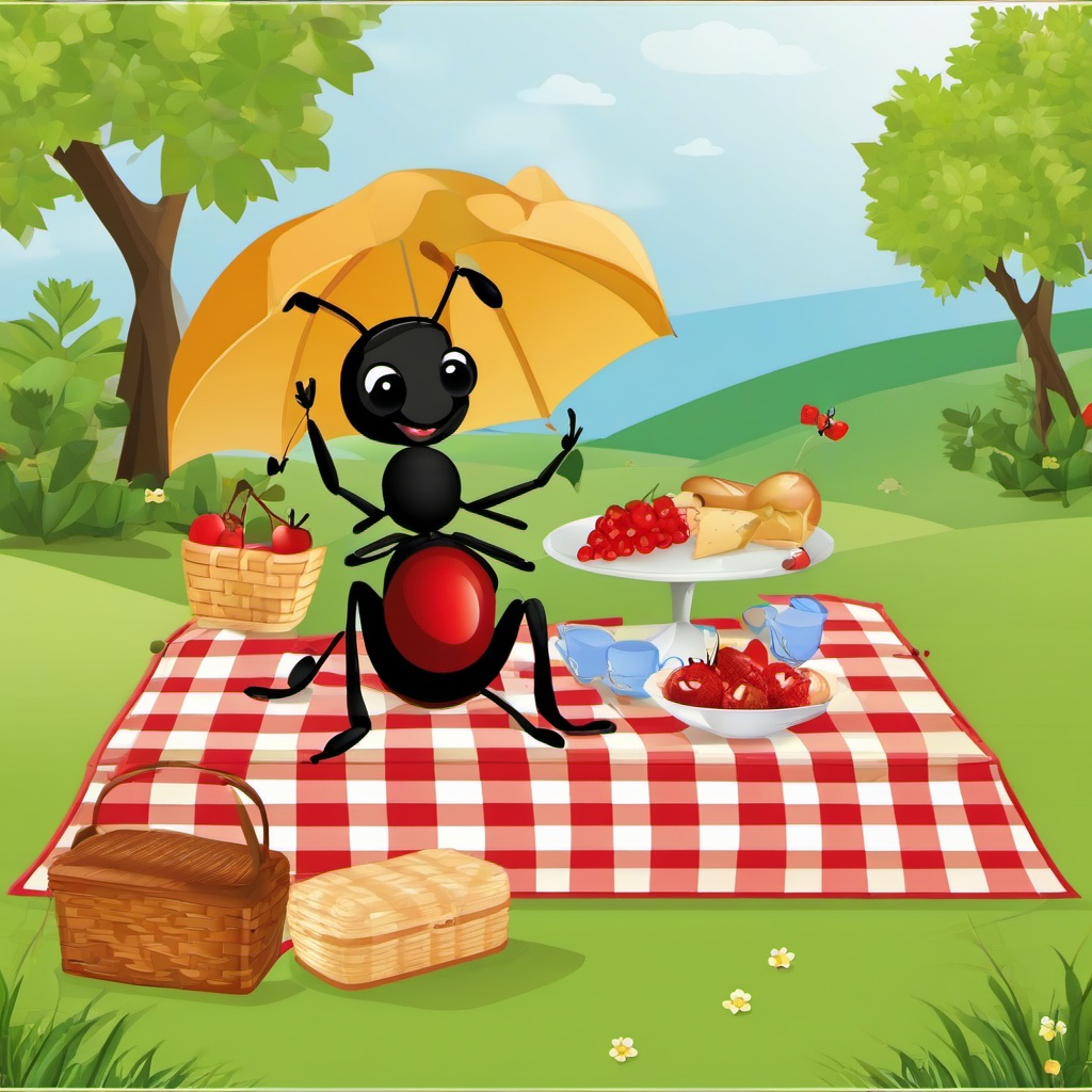 Ant clipart - ant enjoying a picnic  clipart