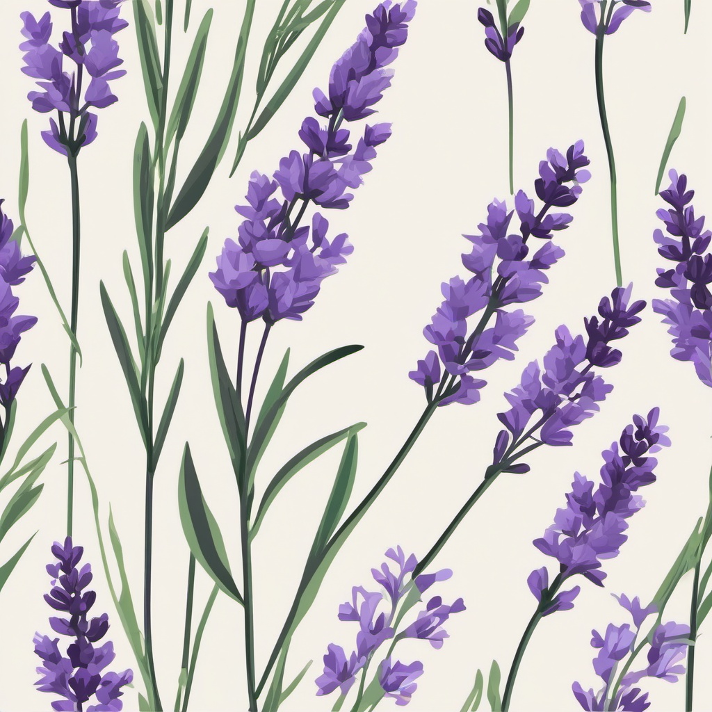 Lavender Clip Art - A fragrant sprig of purple lavender flowers,  color vector clipart, minimal style