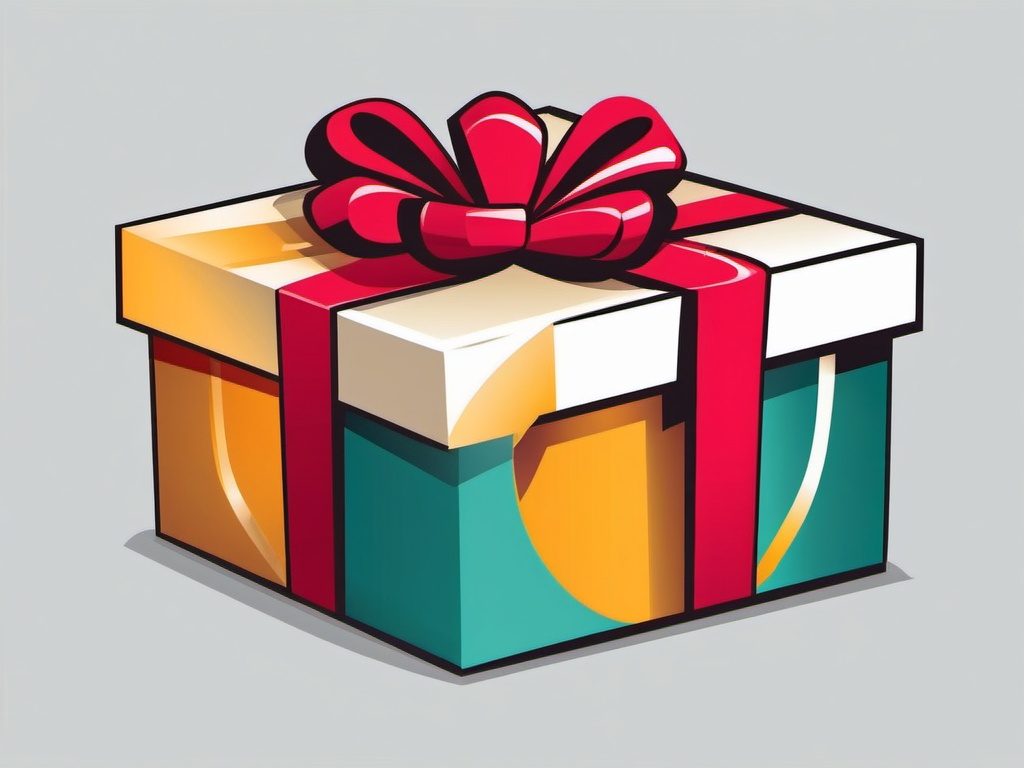 Gift Clipart - Gift box symbolizing presents and surprises,  color vector clipart, minimal style