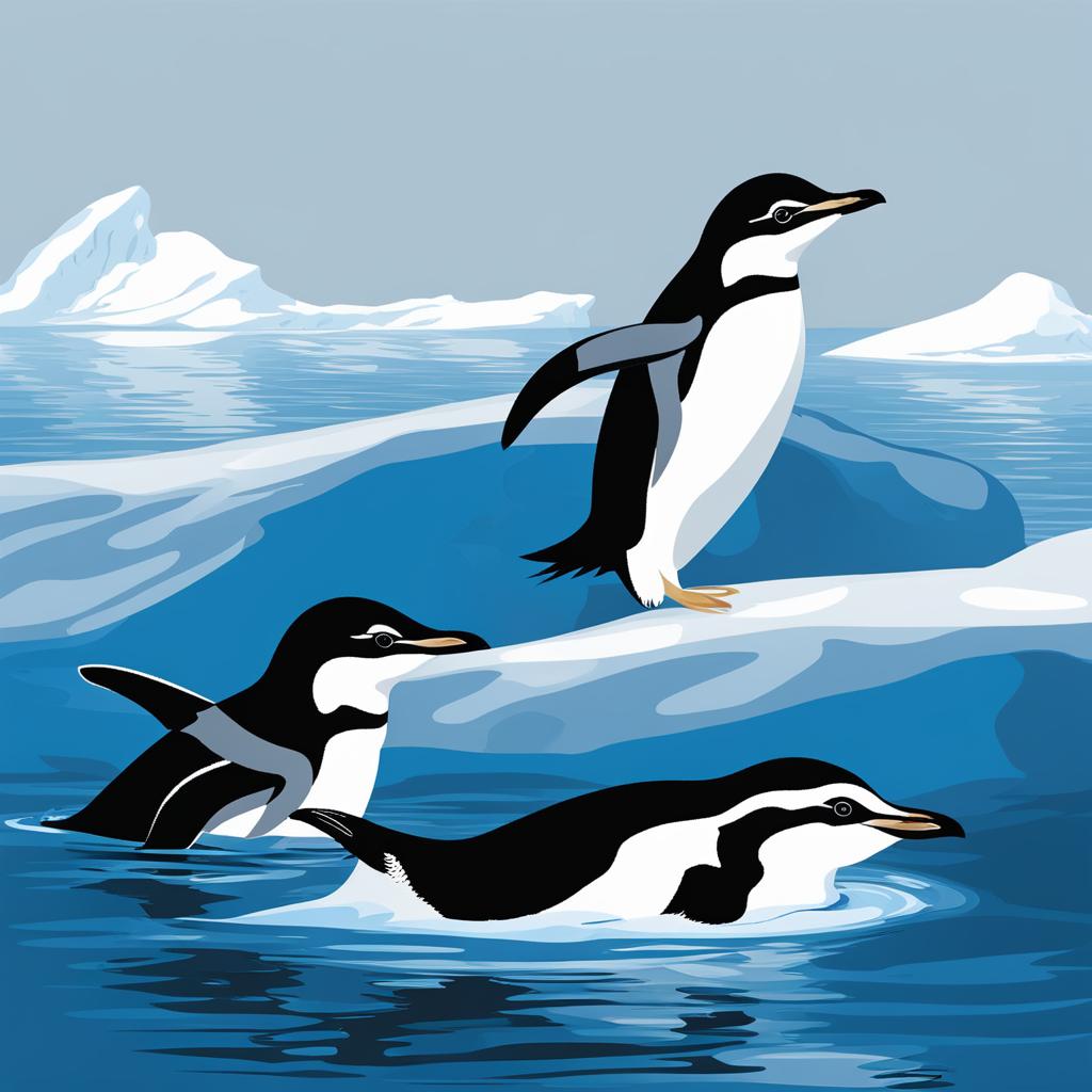 chinstrap penguins swimming clipart 