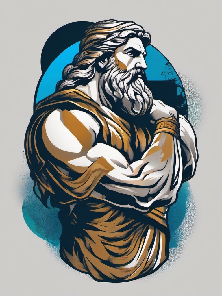 Atlas Greek Tattoo-Bold and dynamic tattoo featuring Atlas, a Titan from Greek mythology who carried the world on his shoulders.  simple color vector tattoo