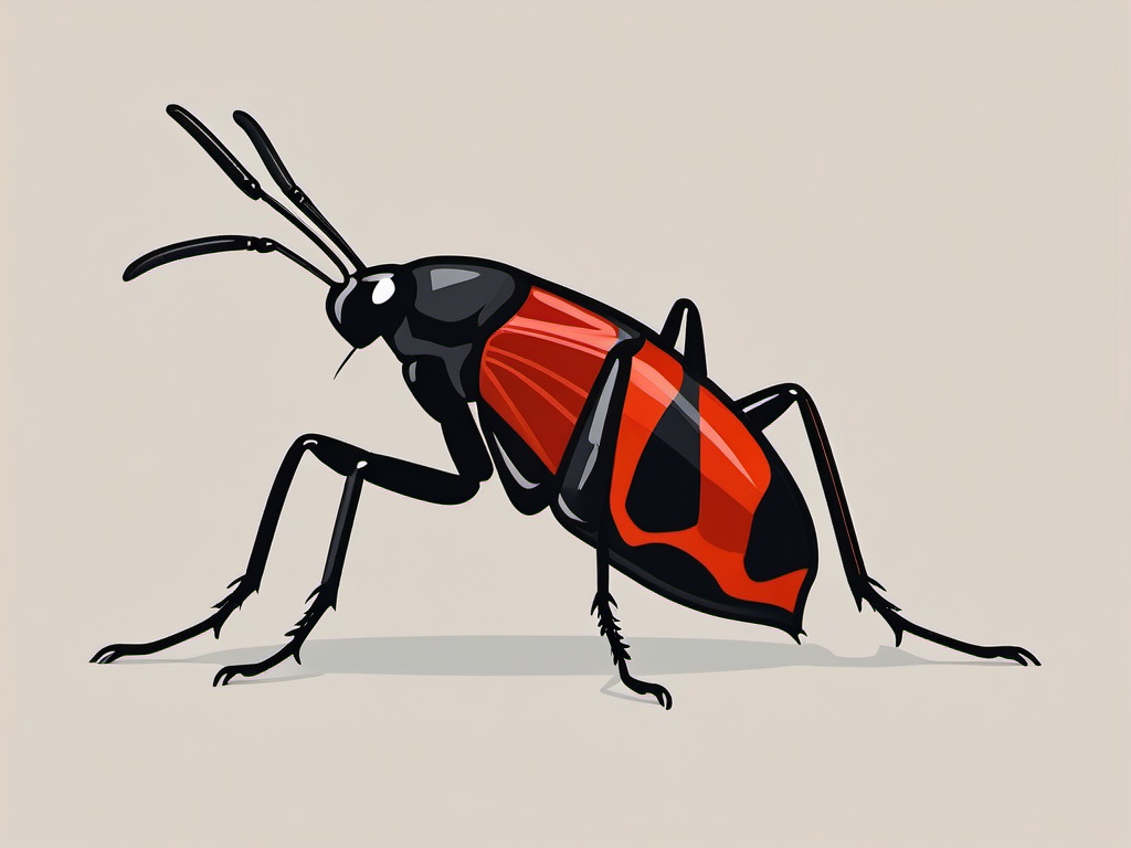 Kissing Bug Clip Art - A kissing bug with a blood-feeding proboscis,  color vector clipart, minimal style