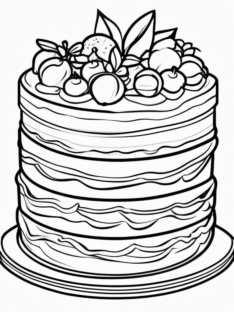 Cake Coloring Pages - Traditional holiday fruitcake  simple coloring pages