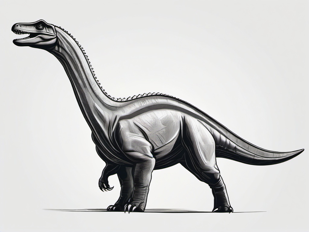 drawing of a Plateosaurus dinosaur  minimal rough sketch scribbles,doodles,black and white