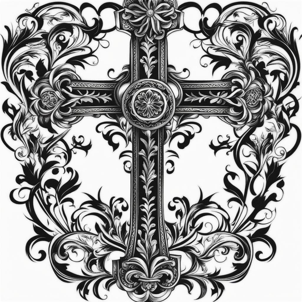 cross tattoo designs black and white design 