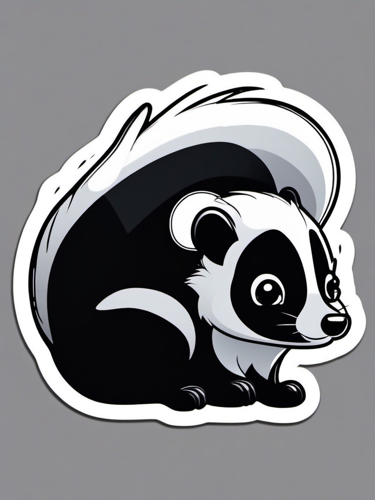 Skunk Sticker - A cute skunk with distinctive black and white markings. ,vector color sticker art,minimal