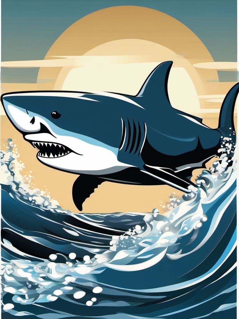 Shark clipart - shark chasing fish in the sea  