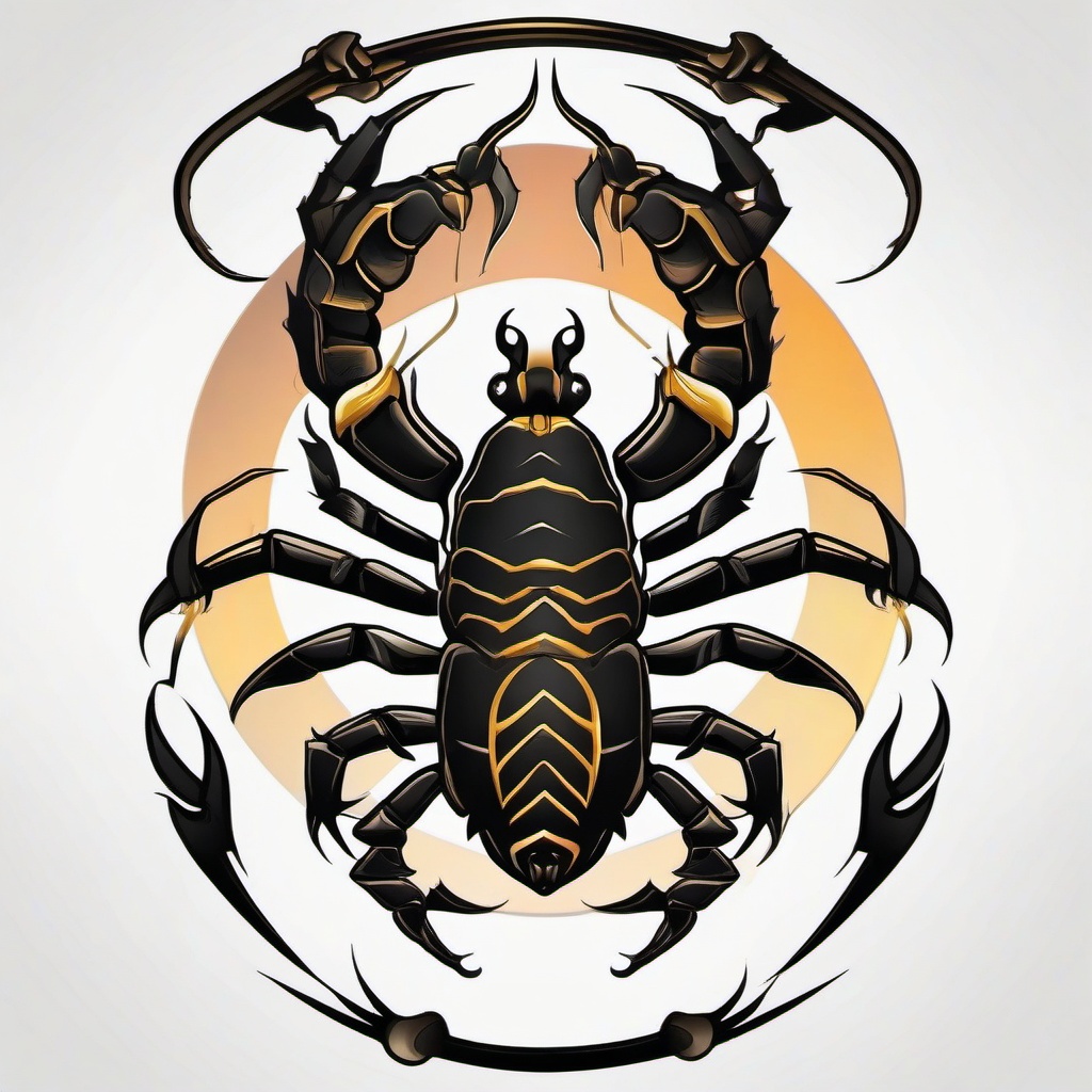 Neo Traditional Scorpion Tattoo - Combine traditional and modern elements in a neo-traditional scorpion tattoo design.  simple vector color tattoo,minimal,white background