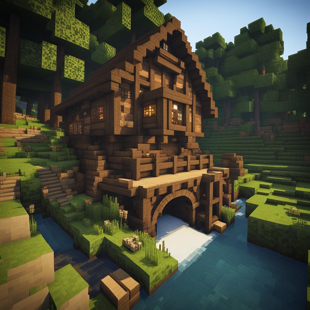 quaint watermill beside a babbling brook - minecraft house design ideas minecraft block style