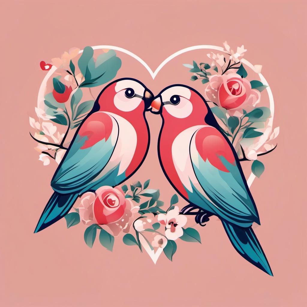 Wedding Love Birds clipart - Love birds as a symbol of love, ,vector color clipart,minimal