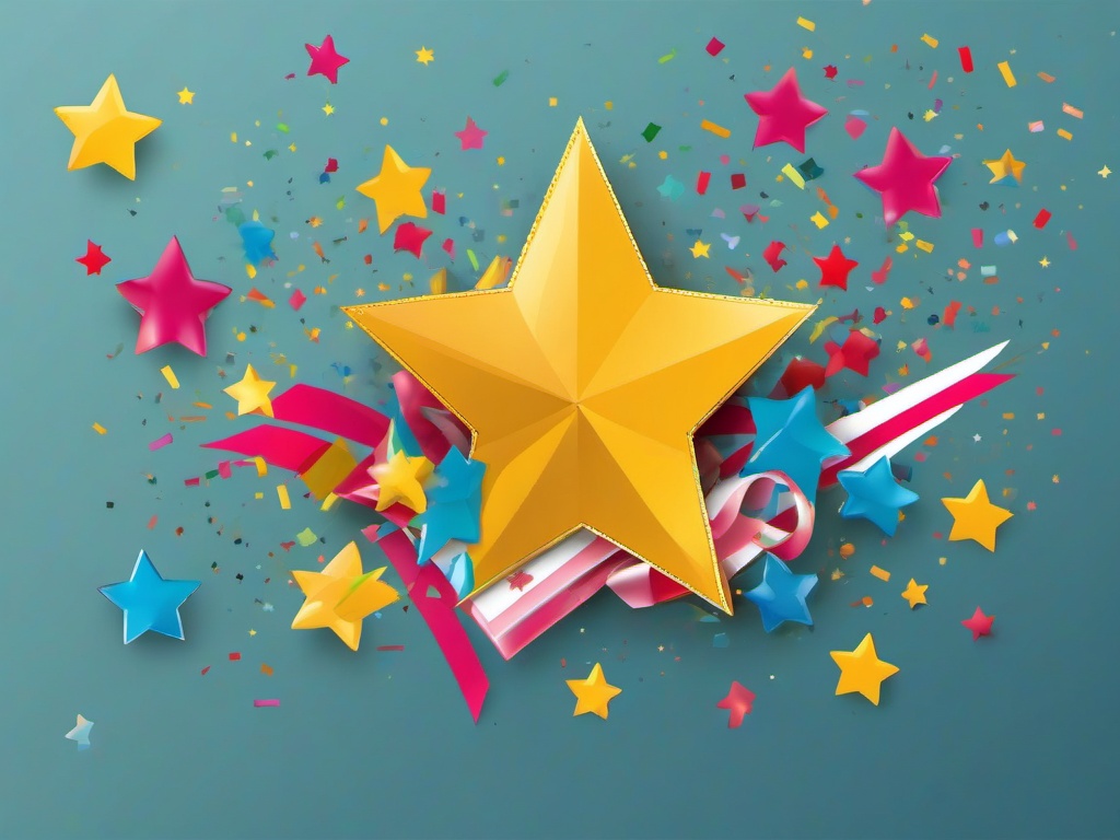 Congratulations clipart - stars and confetti surrounding congratulations  color,minimalist,vector clipart