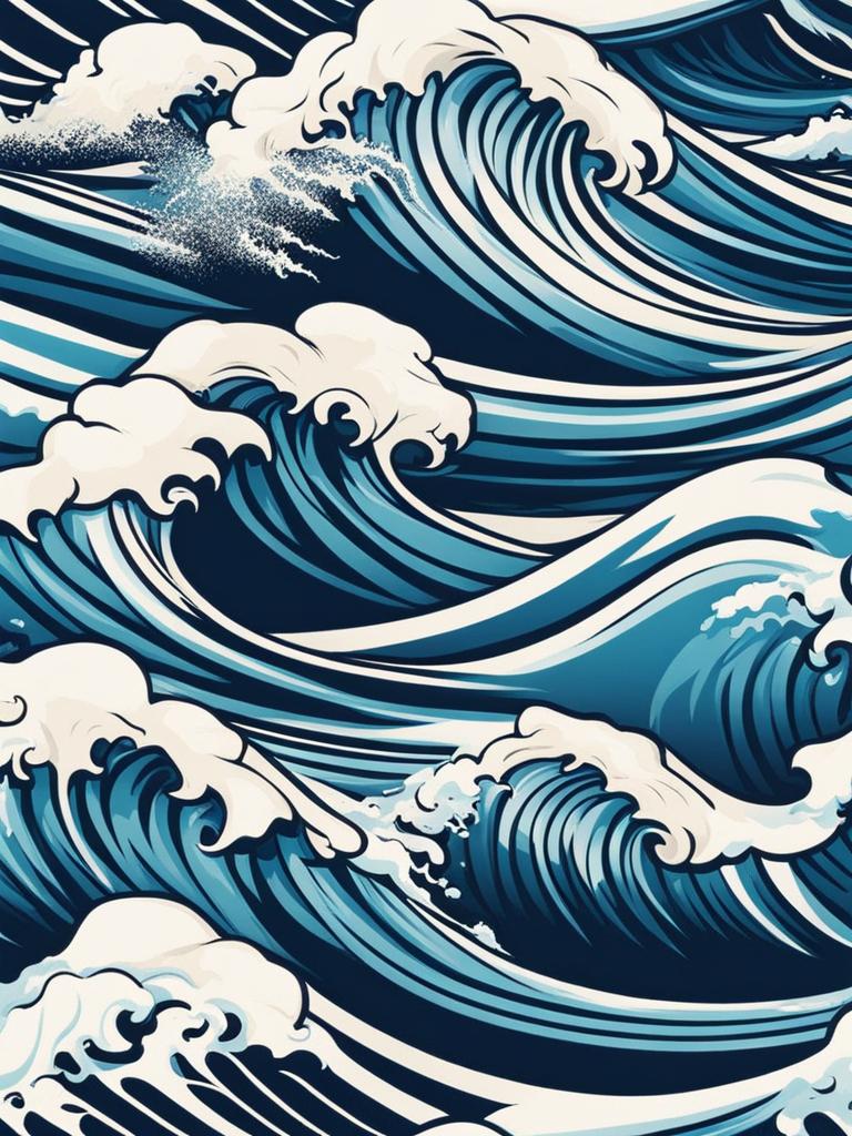 wave clipart - an ocean wave in mid-curl, capturing the thrill of surfers on a tropical island 