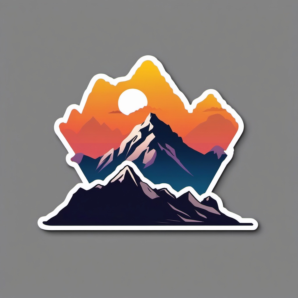 Mountain Sticker - Majestic mountain silhouette, ,vector color sticker art,minimal