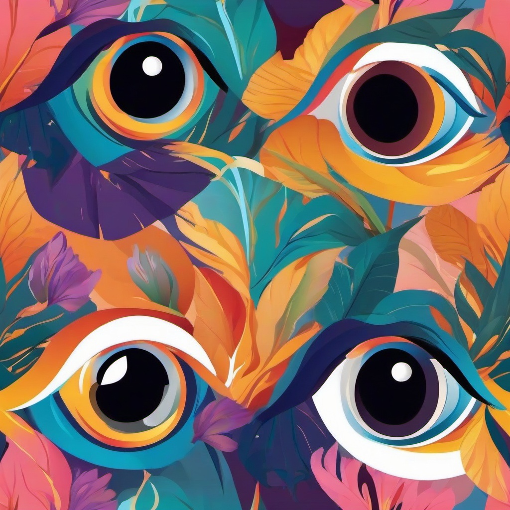 Eyes clipart - eyes with colorful irises in a fantasy scene  color,minimalist,vector clipart