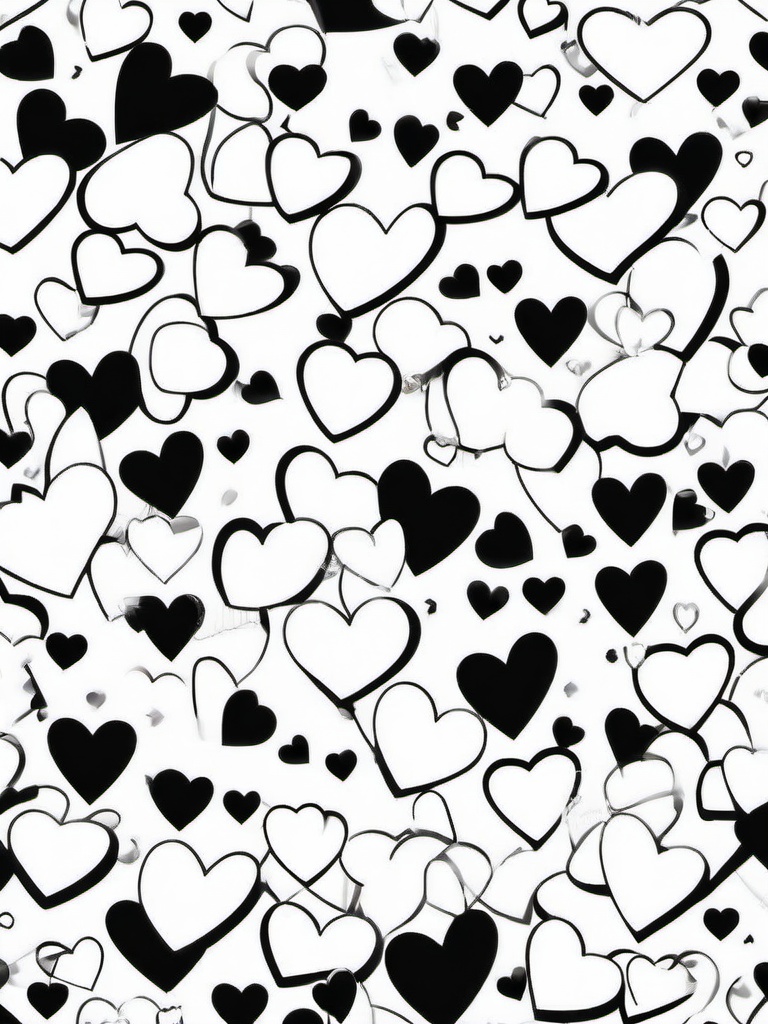 Heart Confetti Coloring Pages - Hearts Scattered Like Confetti  minimal black outline printable sheet, coloring page