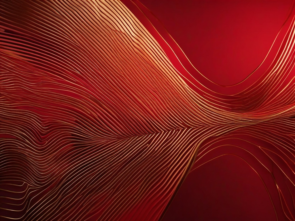 Background Of Red-Red background with thin golden outlines of abstract shapes  background wallpaper