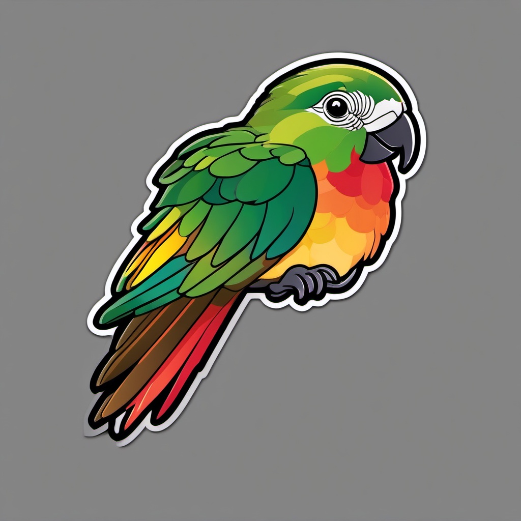 Green Cheek Conure Sticker - A green cheek conure with colorful plumage, ,vector color sticker art,minimal