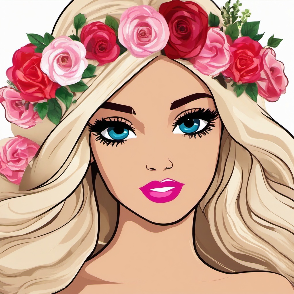 Barbie clipart - Barbie with a flower crown  clipart