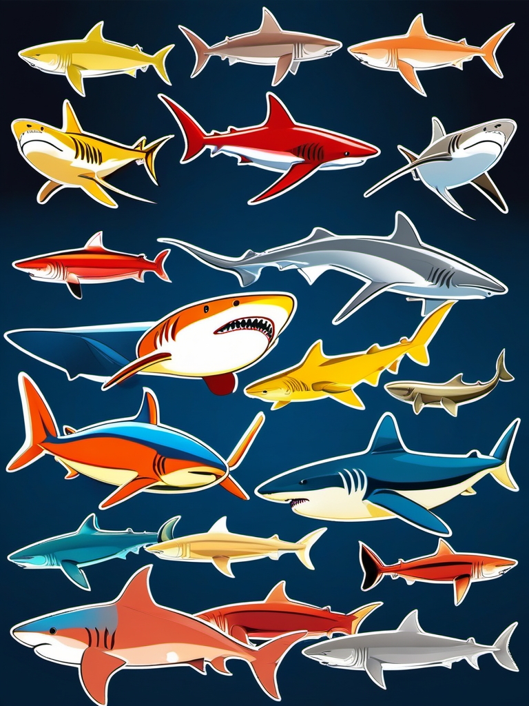 Shark Images - A collection of captivating and vivid images featuring different shark species.  color vector clipart