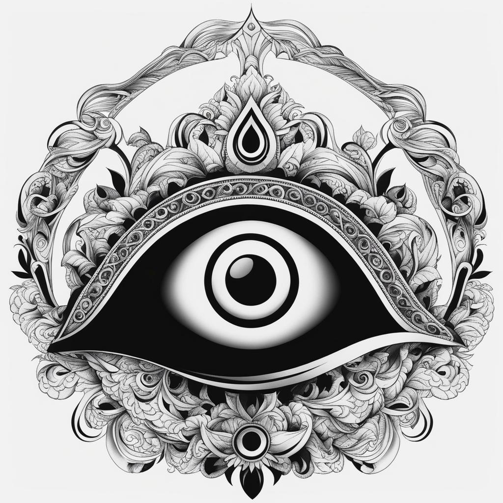 evil eye tattoo black and white design 