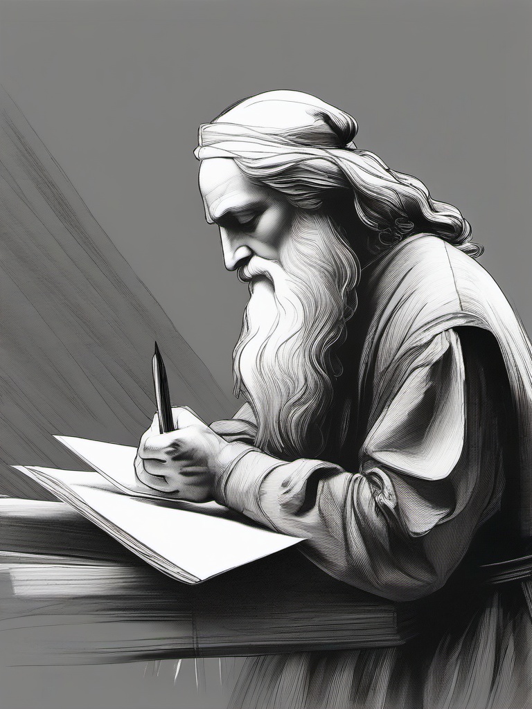 drawing of Leonardo Da Vinci sketching  minimal rough sketch scribbles,doodles,black and white