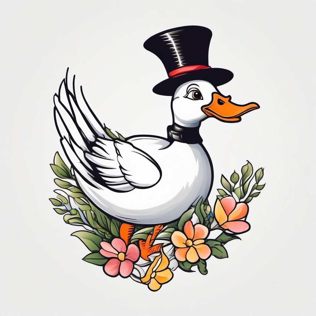 Mother Goose Tattoo - A tattoo inspired by Mother Goose, a beloved character in nursery rhymes.  simple color tattoo design,white background