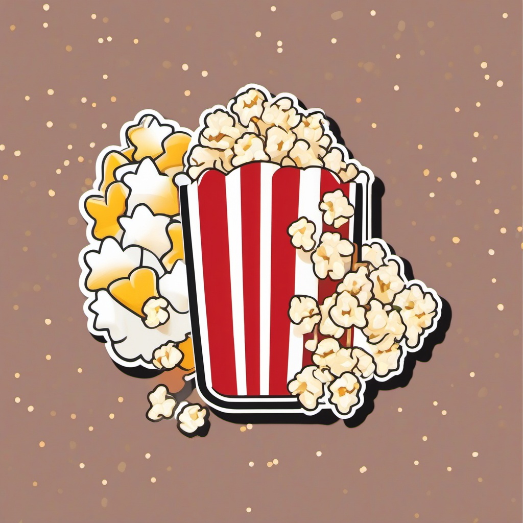 Popcorn sticker- Popped and buttery, , sticker vector art, minimalist design