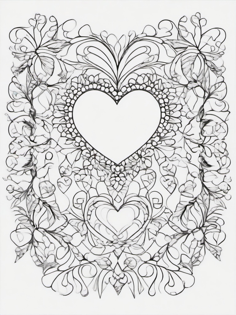 Heart Garland Coloring Pages - Festive Garland Made of Hearts  minimal black outline printable sheet, coloring page