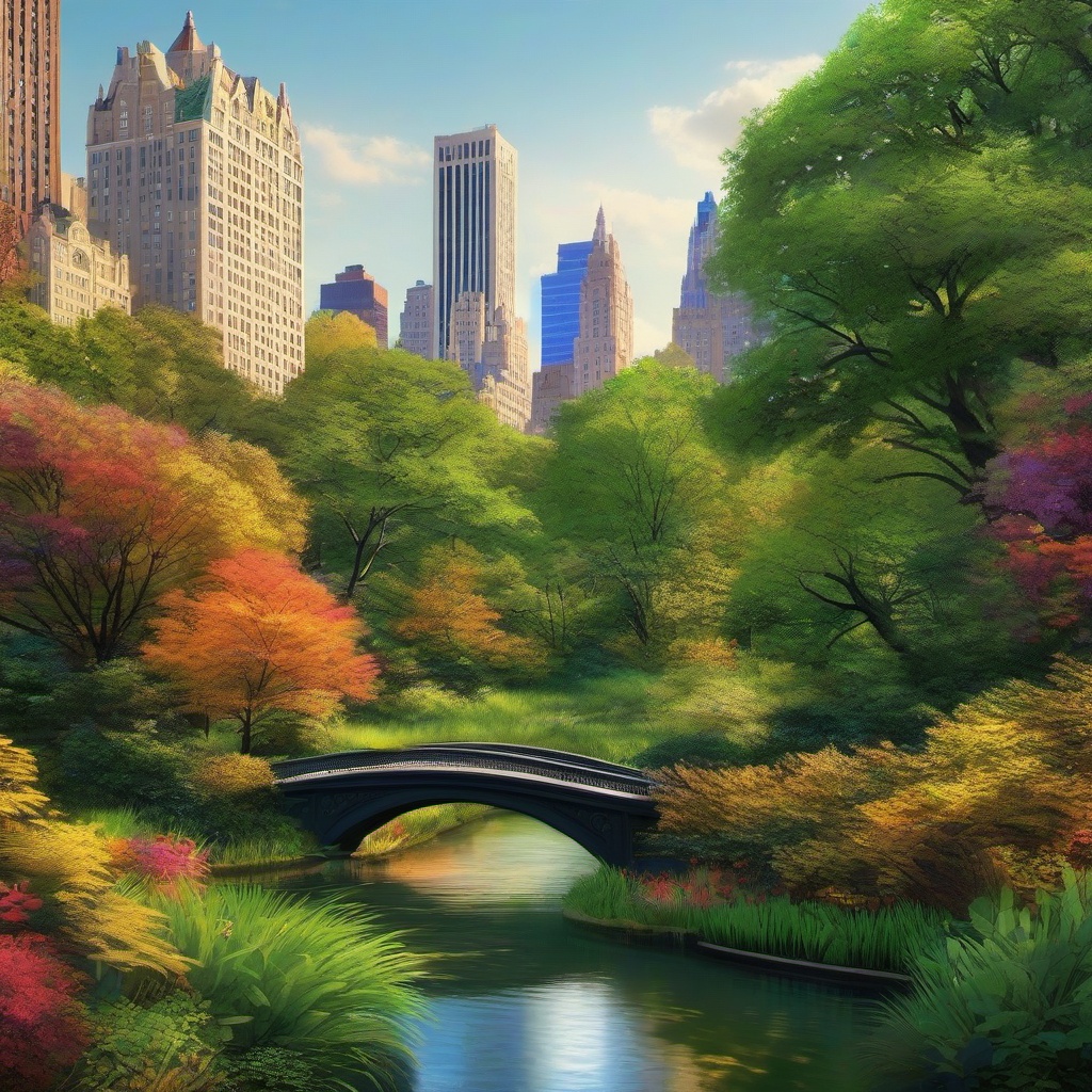 Background City - Venture into the urban wilderness of New York City's Central Park, where the cityscape meets lush greenery to provide a unique and captivating background.  intricate patterns, splash art, wallpaper art